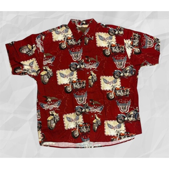 Clearwater Outfitters Motorcycles American Flag Print Short Sleeve Shirt sz XL - Picture 1 of 9
